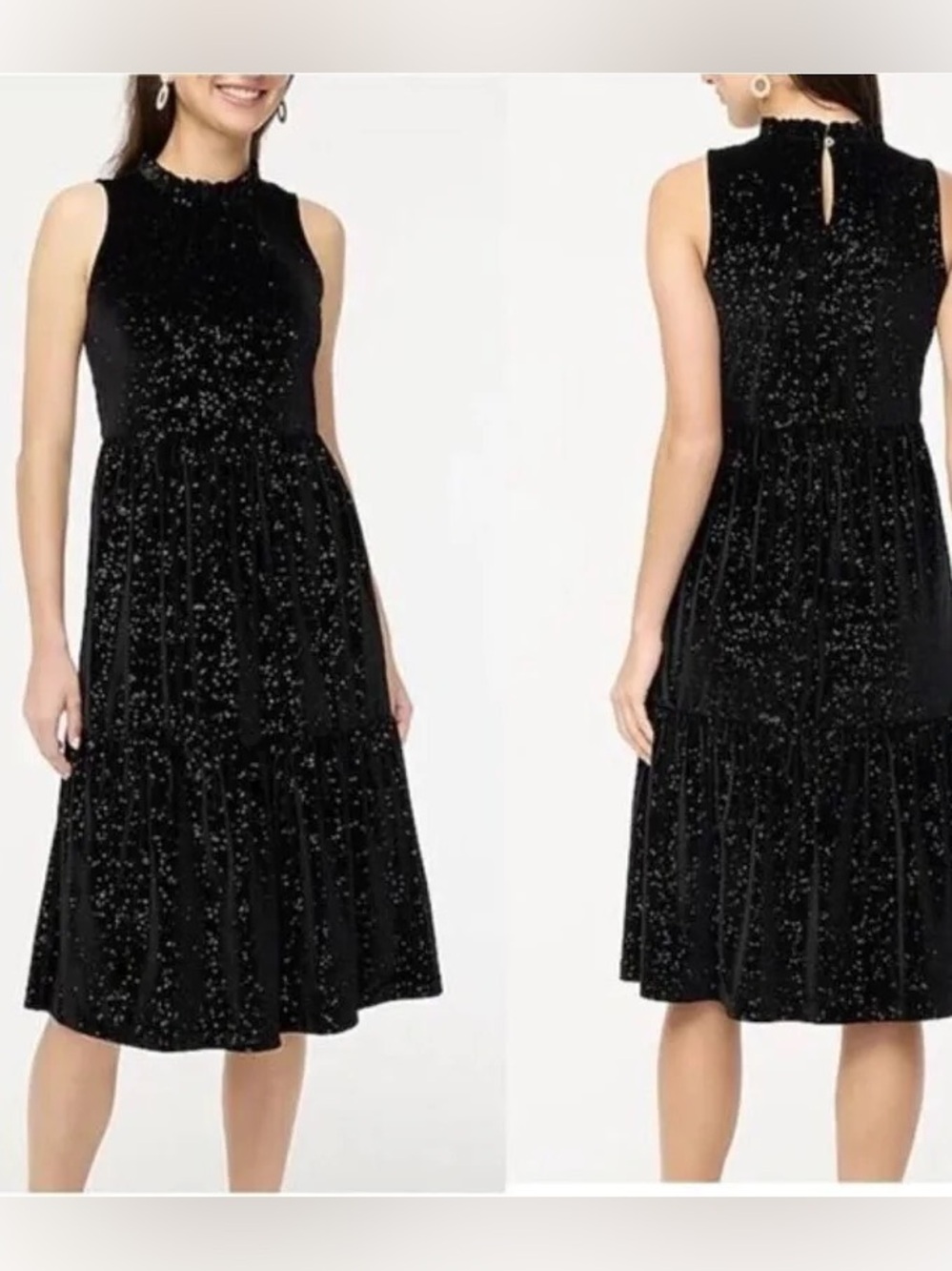 Black Velvet Sparkle Tiered Dress